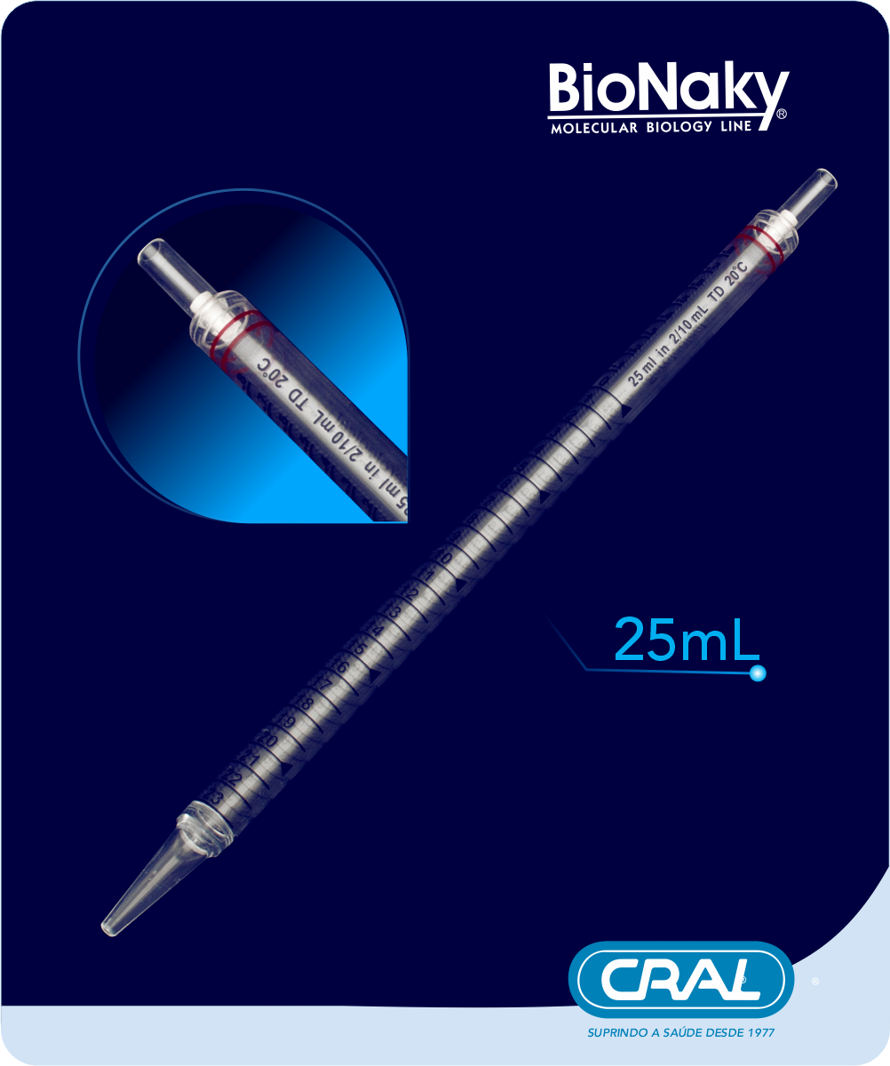 Pipeta sorológica 25mL em PS estéril 50und/pct Bionaky