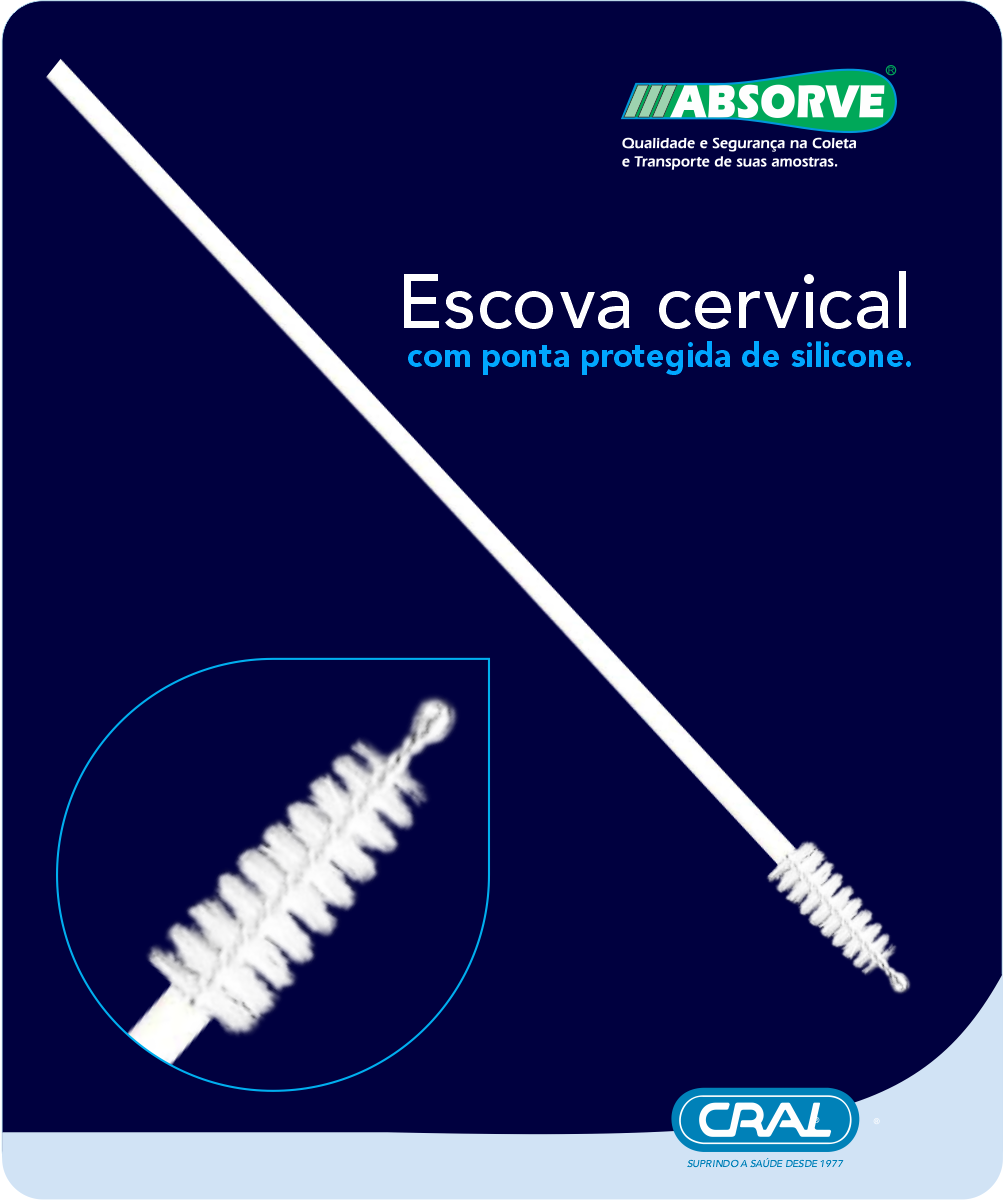 Escova cervical tradicional estéril c/ ponta de silicone individual 100und/pct Absorve