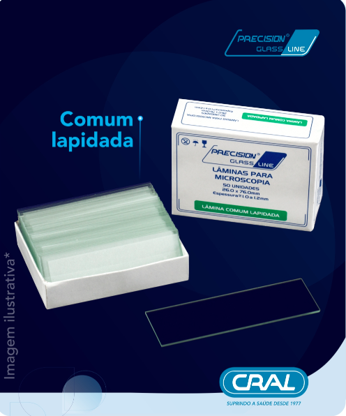Lâmina para microscopia 26x76mm comum sem lapidar – PRECISION cx/50 peças