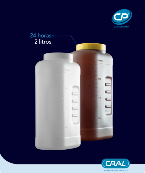Coletor 24 horas tampa branca capacidade 2 litros sem alça – Cralplast
