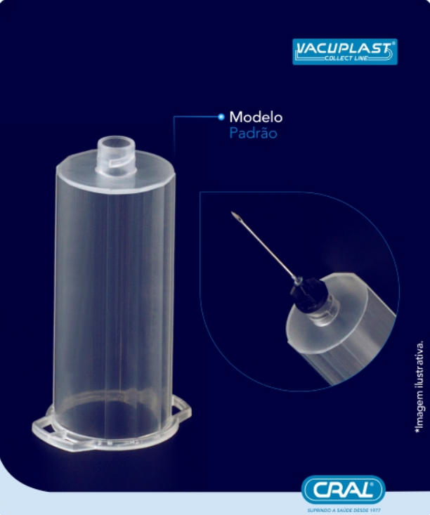 Adaptador de agulha para coleta de sangue padrão 250und/pct Vacuplast