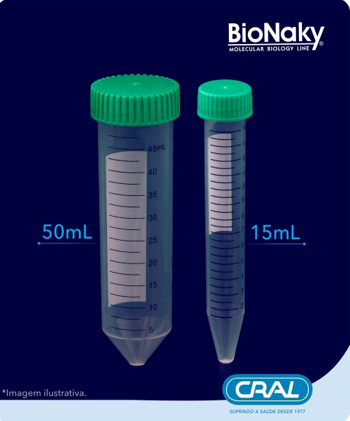 Tubos de centrifugação tipo Falcon em PP fundo cônico (5 ou 50 mL)- Cralplast