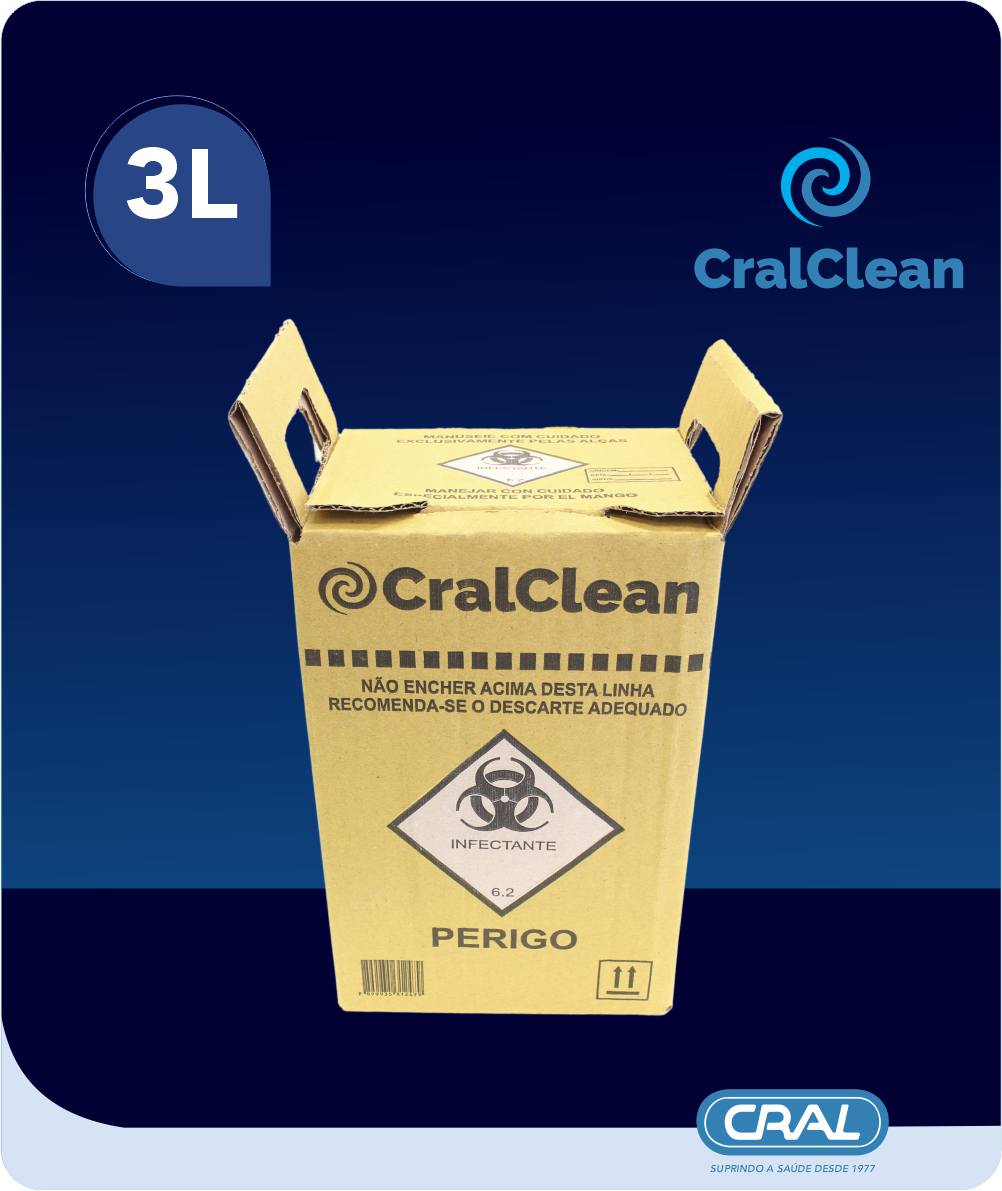Coletor de papelão p/ perfurocortantes 3 litros ECO 20und/cx Cralclean