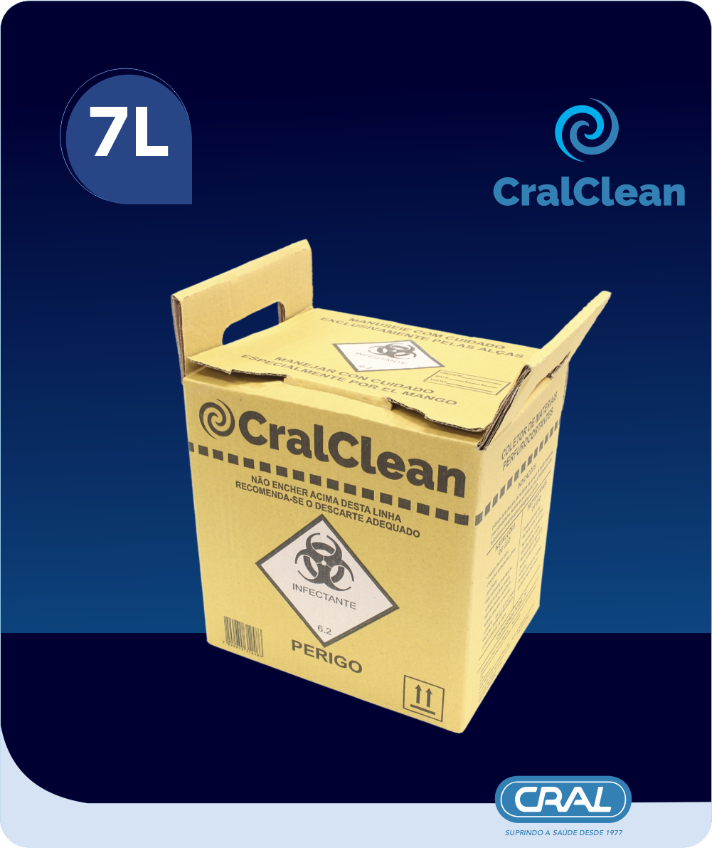 Coletor de papelão p/ perfurocortantes 7 litros ECO 20und/cx Cralclean