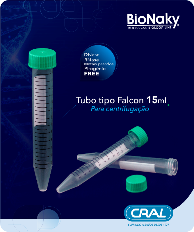 Tubo de centrifugação (tubo falcon) 15mL estéril 50 und./pct Bionaky